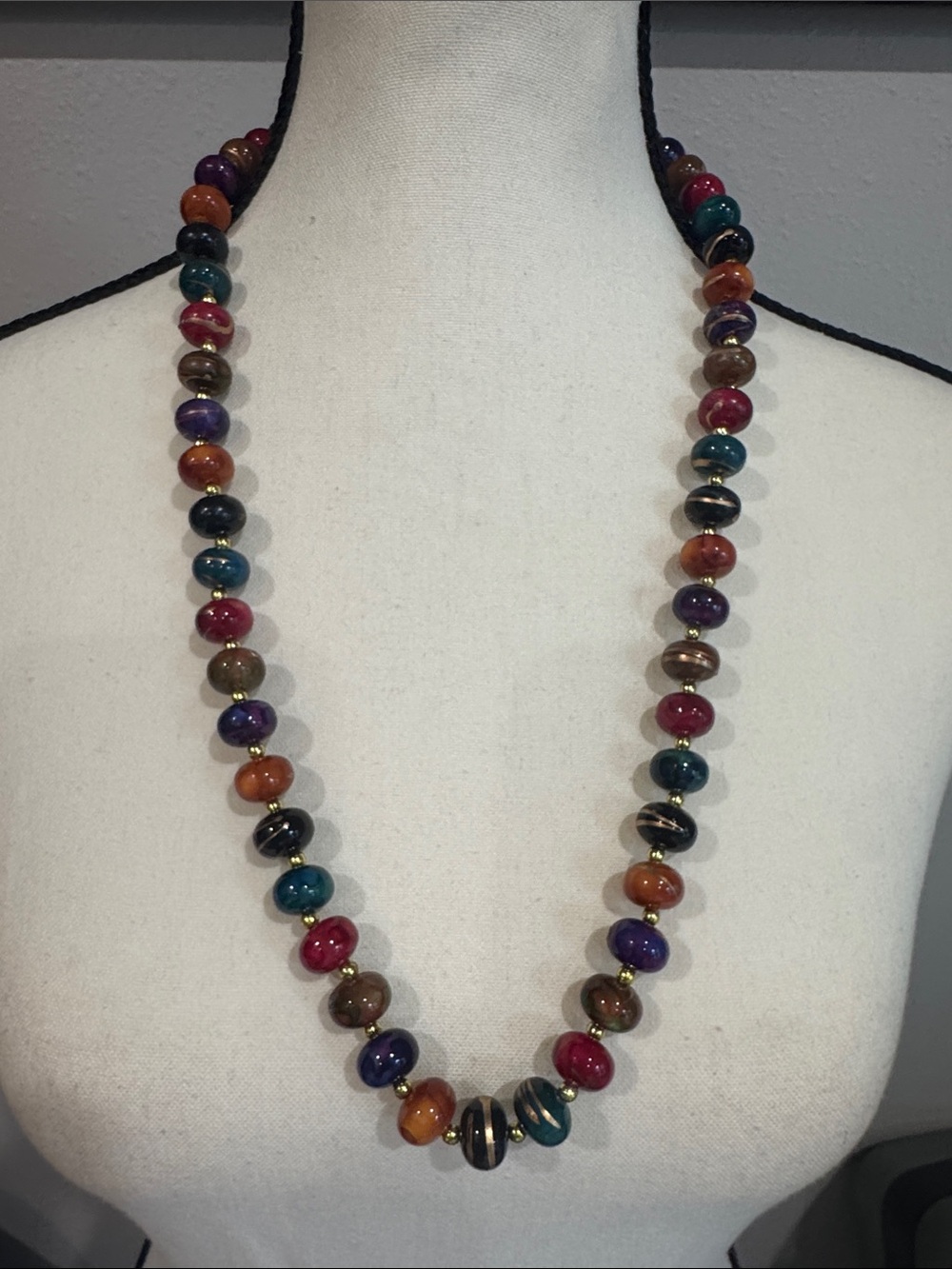 Multicolor Glass Bead Necklace – Women Jewelry